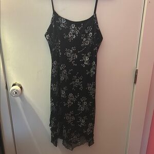 Silver and Blue Asymmetrical Slip Dress for Cocktail